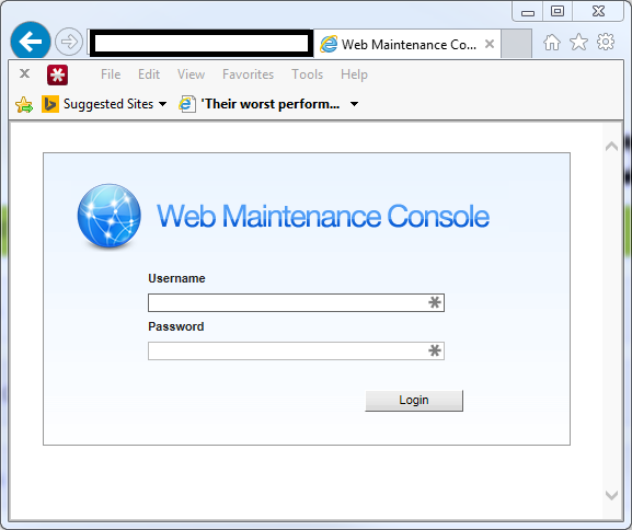 NS700 Console Login Screen
