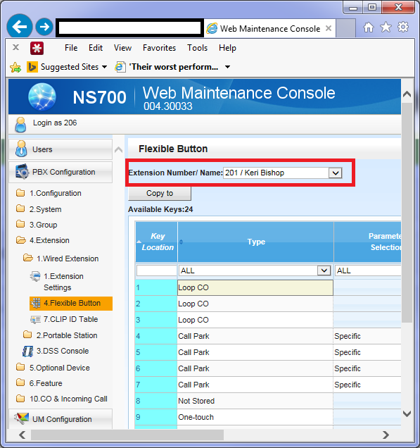 NS700 Console PBX Flexible Button Select User